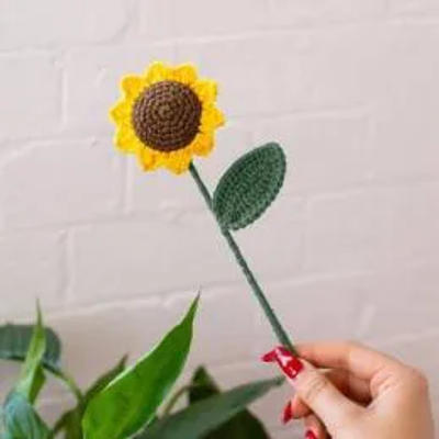 Crochet Sunflower Single Stem