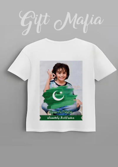 Custom 14th August girl's shirt printed with a picture for Independence Day