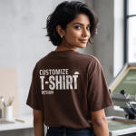 Custom Printed Brown Drop Shoulder T-Shirt for Girls in Pakistan