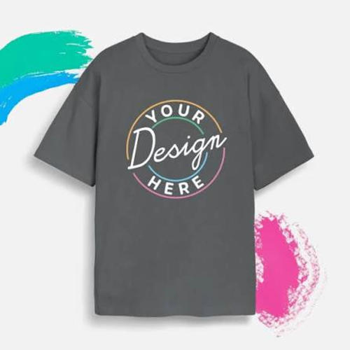 Custom Design Light Grey Drop Shoulder T-Shirt in Pakistan