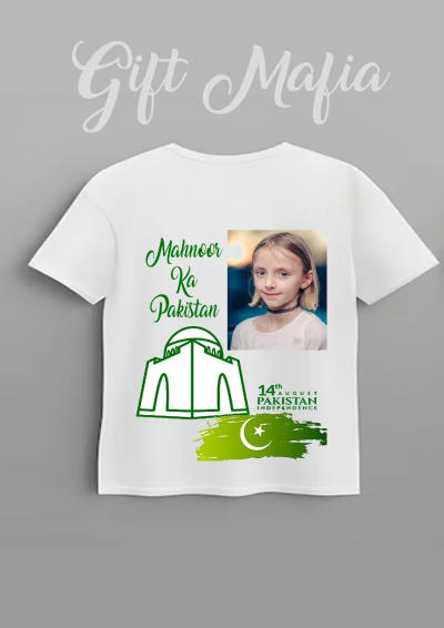 Custom 14th August dress for a little girl printed with her image and name