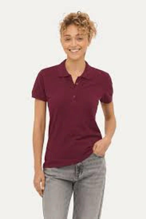 Custom Printed Maroon Polo Shirt for Women in Pakistan