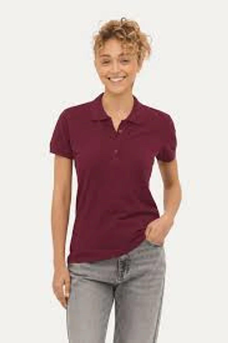 Custom Printed Maroon Polo Shirt for Women in Pakistan