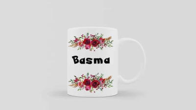 Floral Rose Name Mug — White Ceramic