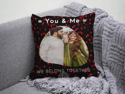 Geometric Pattern Couple Photo Cushion