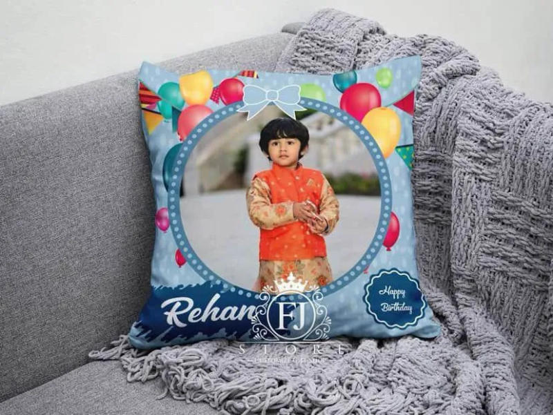 Geometric Pattern Couple Photo Cushion