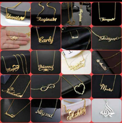Gold Butterfly Crown Name Necklace