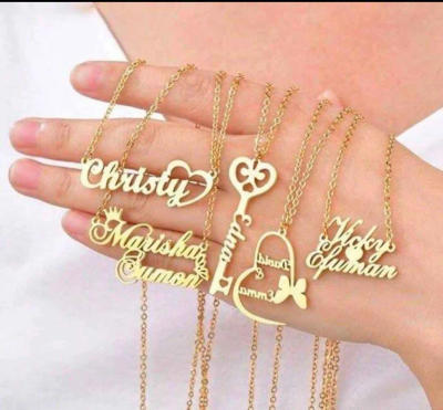 Gold Script Name Locket with Diamond Accent