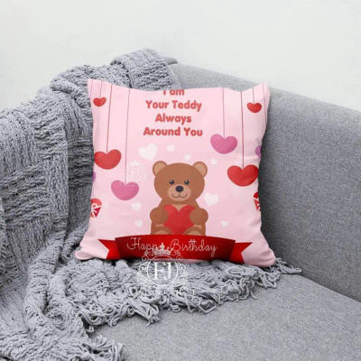 Golden Frame Circle Photo Cushion