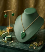 Green Leaf & Star Necklace & Earrings Set — photo 2