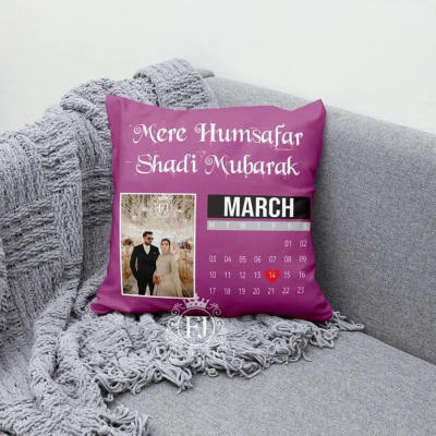 "Happy Birthday" Calendar Photo Cushion — White