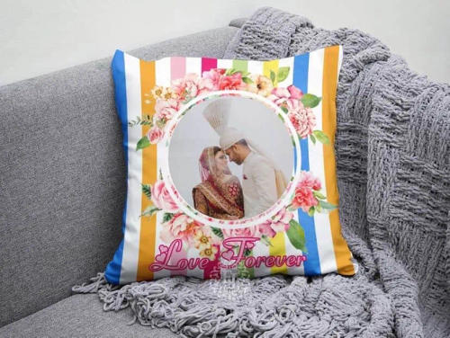 "Happy Birthday" Calendar Photo Cushion — White — Rs 700 in Pakistan