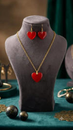Red Heart Necklace & Earrings Set — photo 2