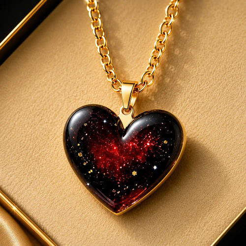 Red Universe Heart Pendant Necklace