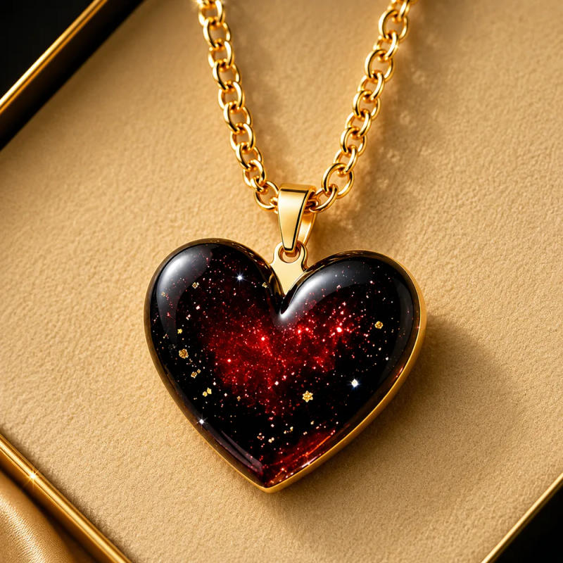 Red Universe Heart Pendant Necklace