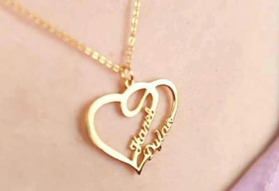 Rose Gold Heart Locket — Couple Names
