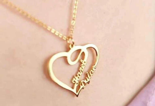 Rose Gold Heart Locket — Couple Names — Rs 700 in Pakistan