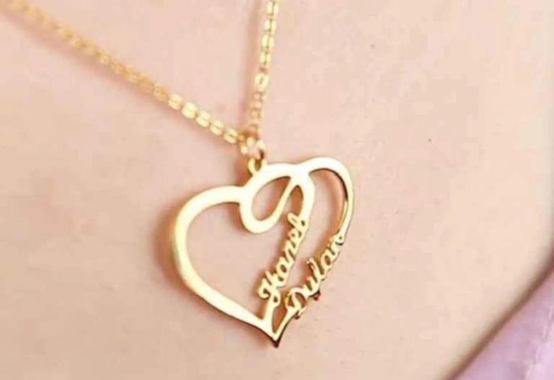 Rose Gold Heart Locket β Couple Names