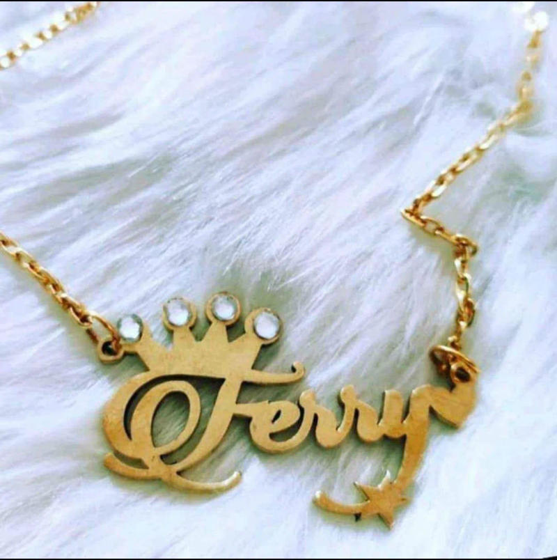 Silver Double Heart Name Necklace