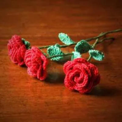 Single Stem Crochet Rose