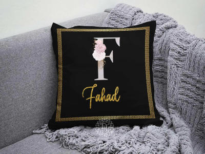 Sunflower Border Couple Photo Cushion