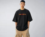 Trendy Black Custom Name Drop Shoulder T-Shirt in Pakistan