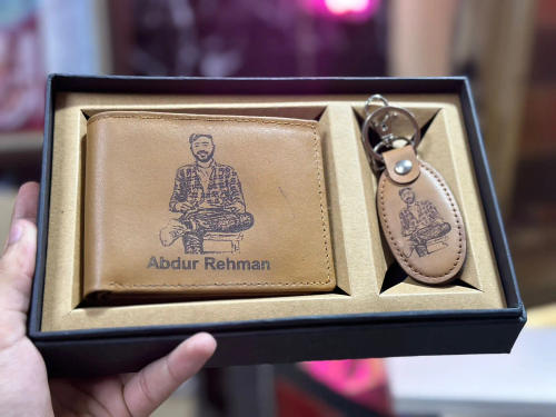 Wallet & Keychain Gift Set — Brown Leather — Rs 1,400 in Pakistan