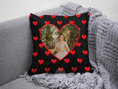 White Balloon Couple Photo Cushion