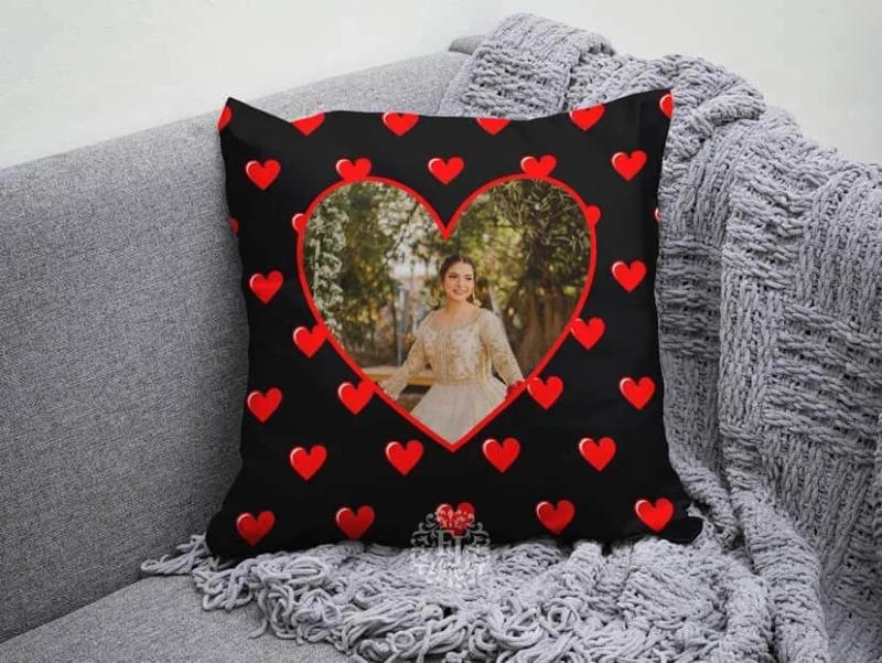 White Balloon Couple Photo Cushion