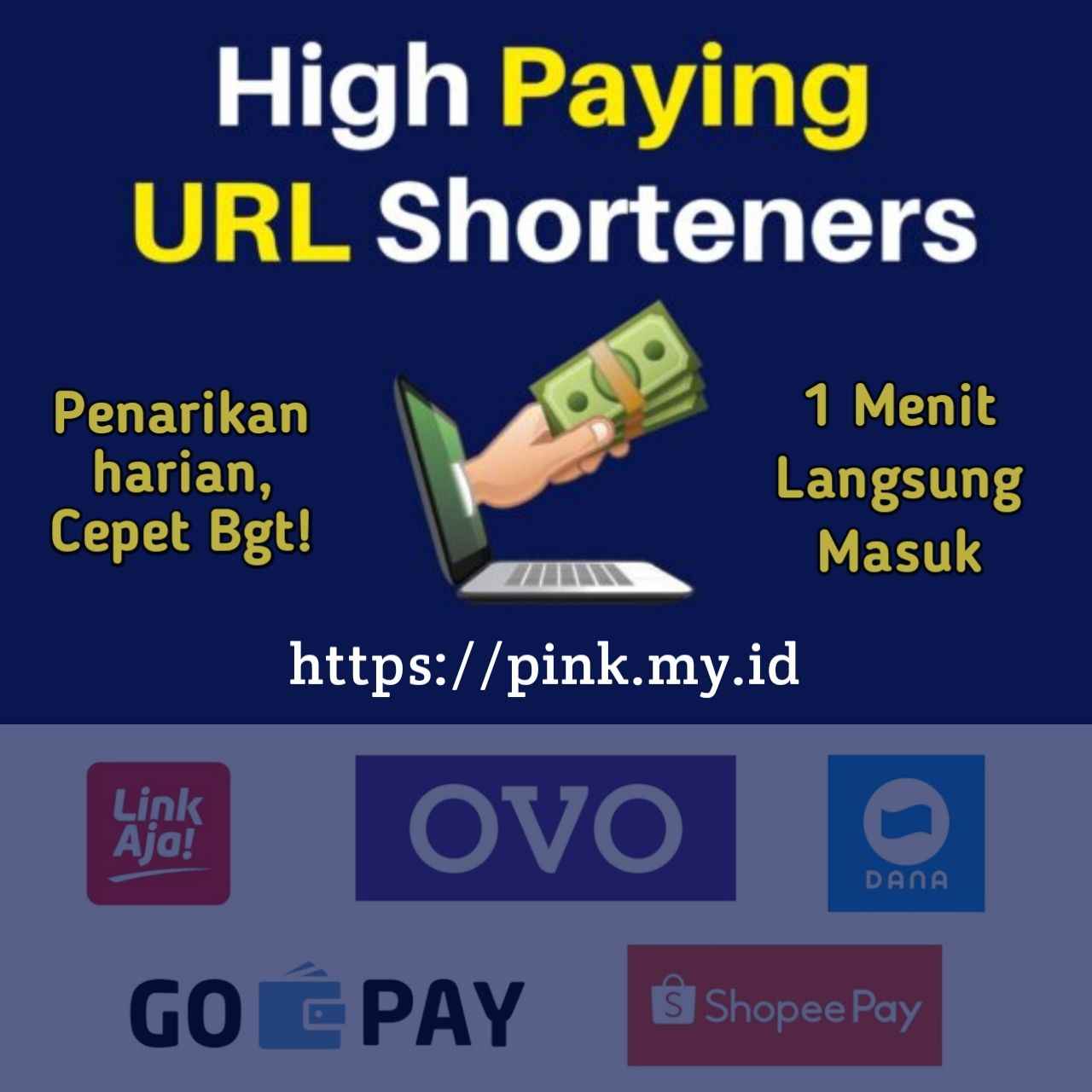 Hasilkan uang dengan pink shortener, dapatin uangnya