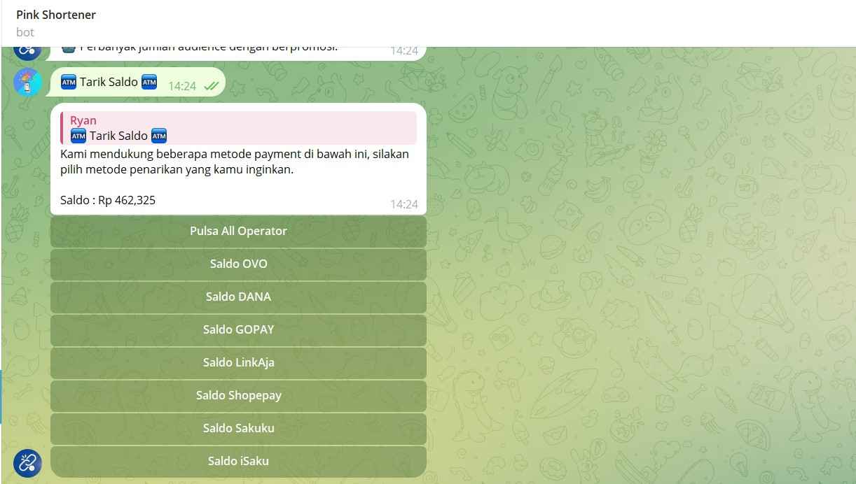 Penariakan ke rekening bot telegram