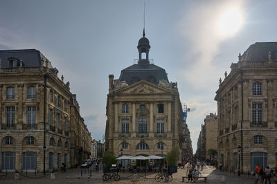 Bordeaux, France, 05.23.2023 Place de la Bourse. Majestic architectural wonder emanates grandeur and history. Regal presence against stormy sky captivates with timeless beauty and mystery.