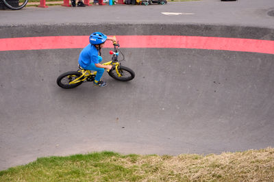 Lucas on a bike track