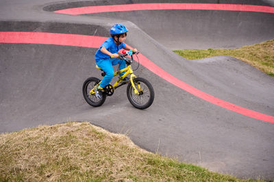 Lucas on a bike track