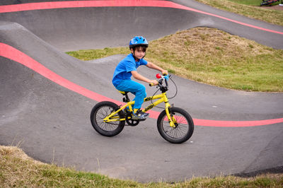 Lucas on a bike track