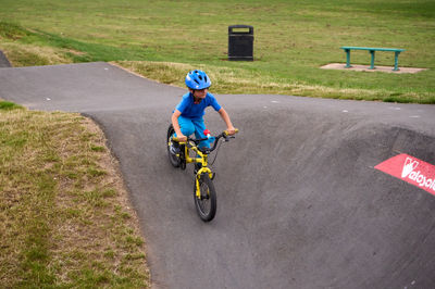 Lucas on a bike track