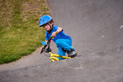 Lucas on a bike track