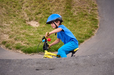 Lucas on a bike track