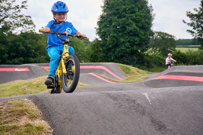 Lucas on a bike track