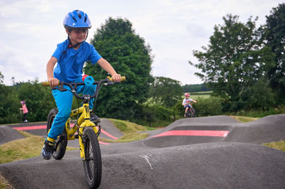 Lucas on a bike track