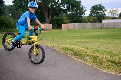 Lucas on a bike track