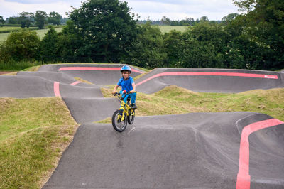 Lucas on a bike track