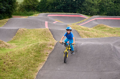 Lucas on a bike track