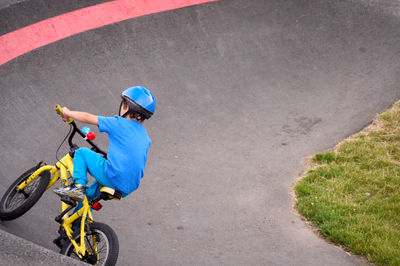 Lucas on a bike track