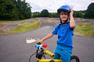 Lucas on a bike track