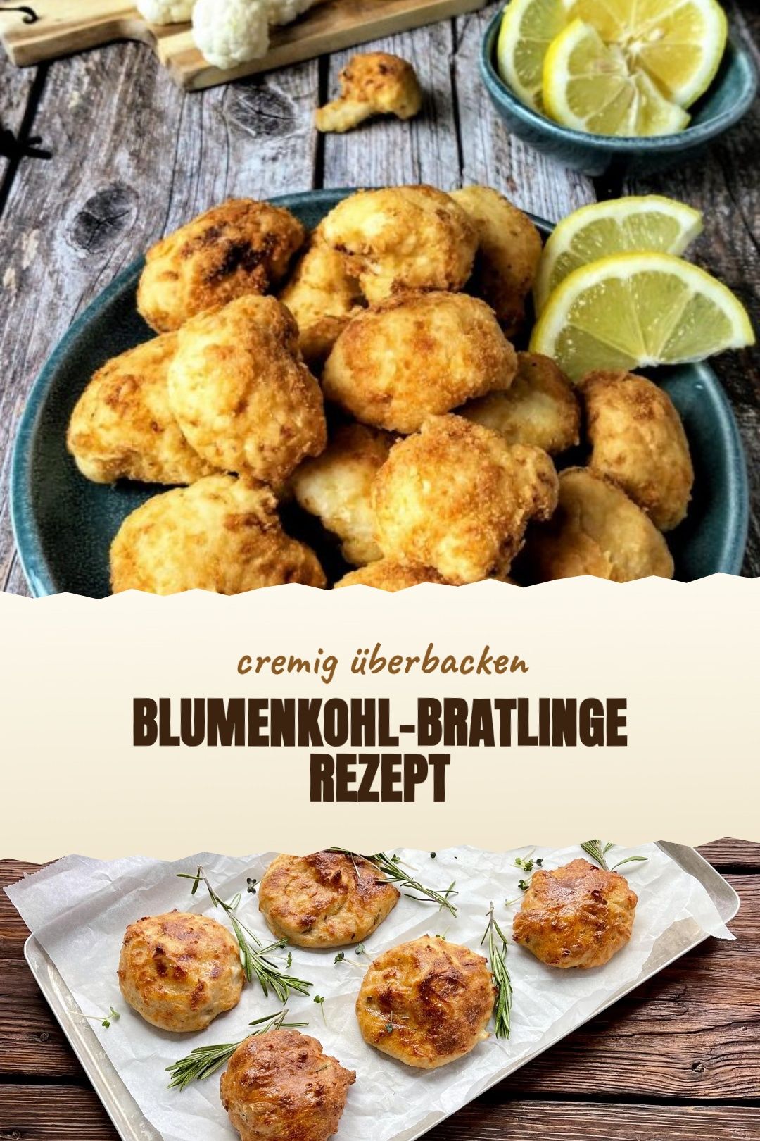 Blumenkohl-Bratlinge Rezept – Goldbraune Blumenkohl-Bratlinge mit Haferflocken und Käse
