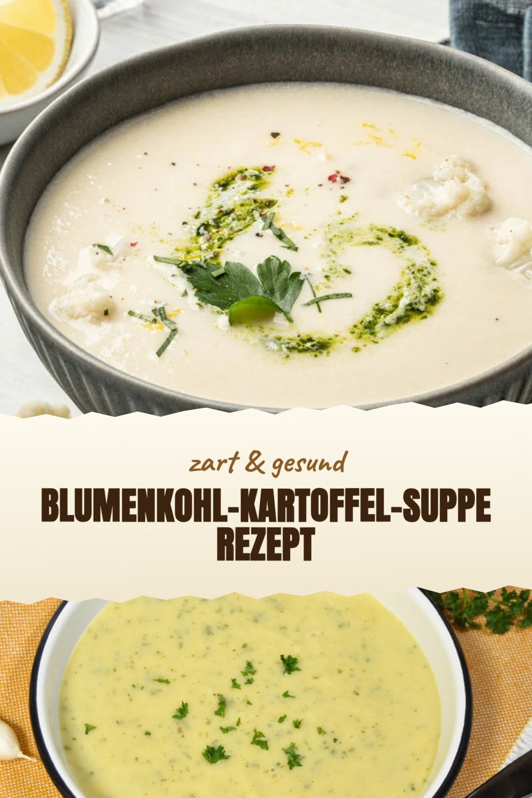 Blumenkohl-Kartoffel-Suppe Rezept – Cremige Blumenkohl-Kartoffel-Suppe mit gerösteten Röschen