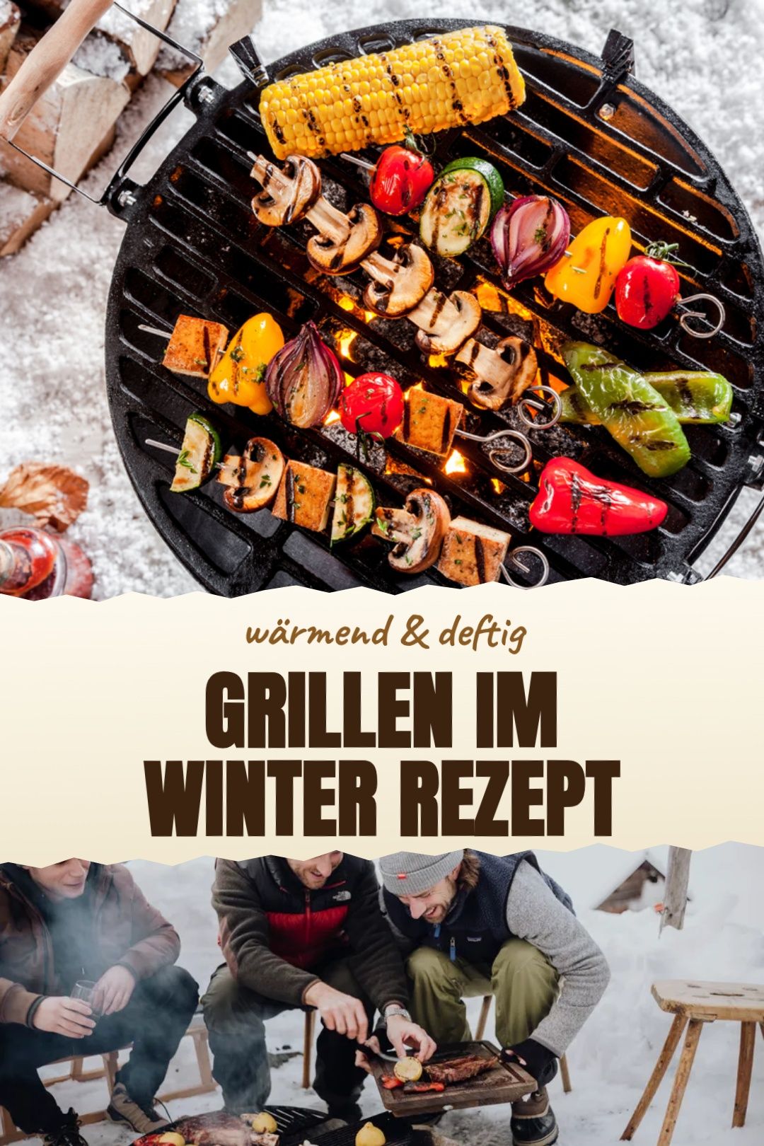 Grillen im Winter Rezept – Wintergrillen mit Bratwurst, Wurzelgemüse und Kräuterbutter