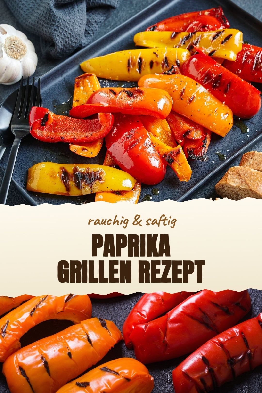 Paprika grillen Rezept – Süß geröstete Paprika vom Grill mit Knoblauchmarinade