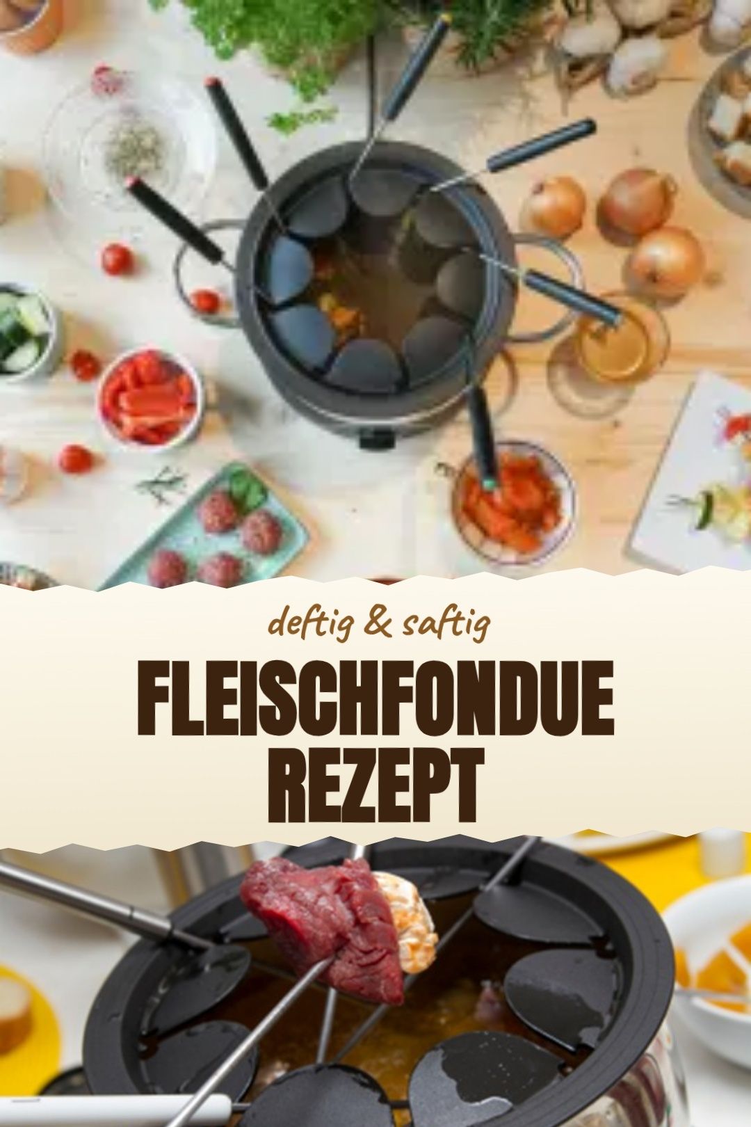 Fleischfondue Rezept fertig zubereitet